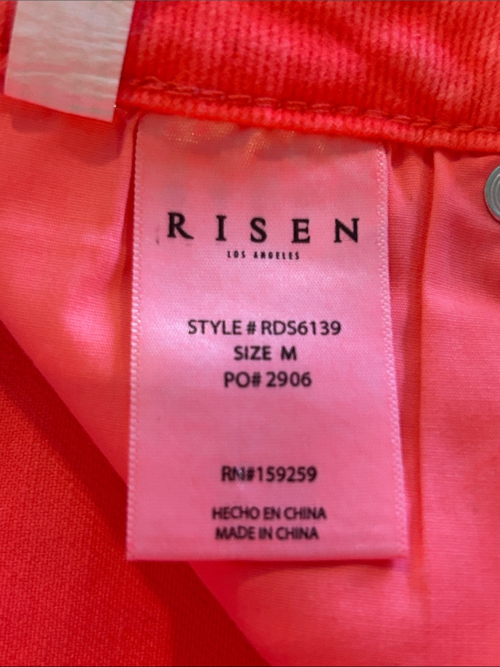 Risen Neon Orange High-Rise Frayed Hem Jean Shorts - Picture 3 of 6